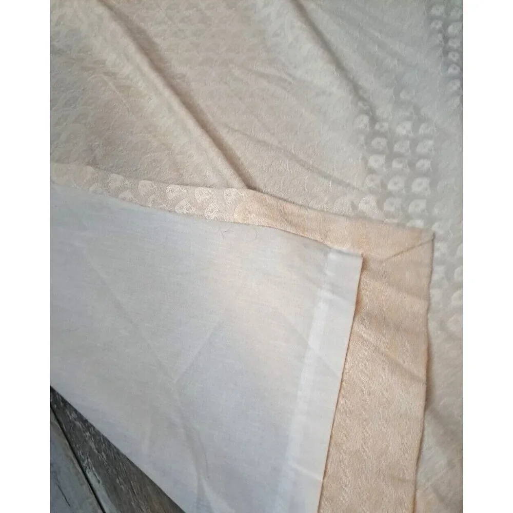 Peach Damask Curtain Panel Pinch Pleat Fan Pattern Lined Contemporary 62x25